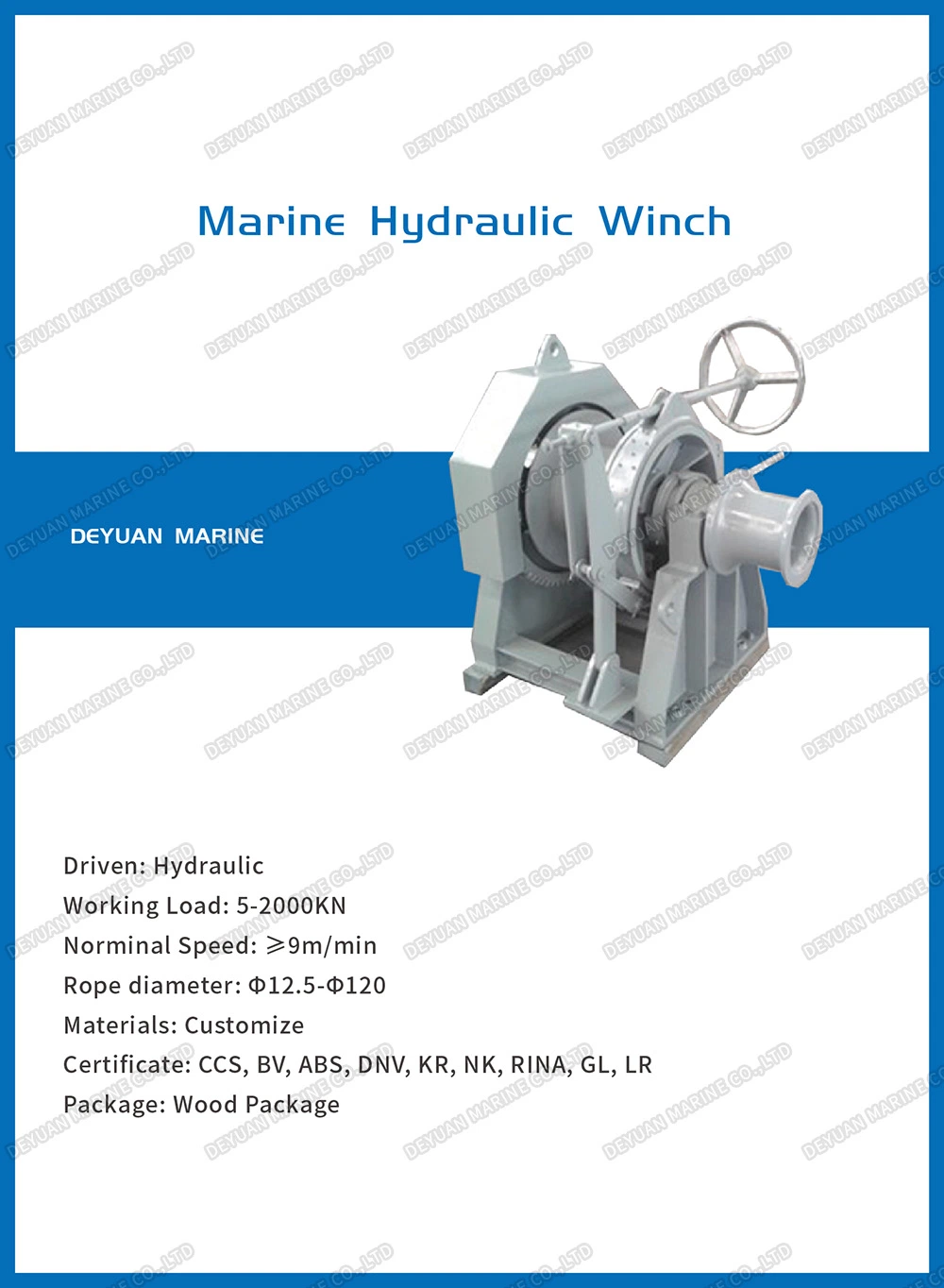 One Drum Type Hydraulic Small Mooring Winch for Boat