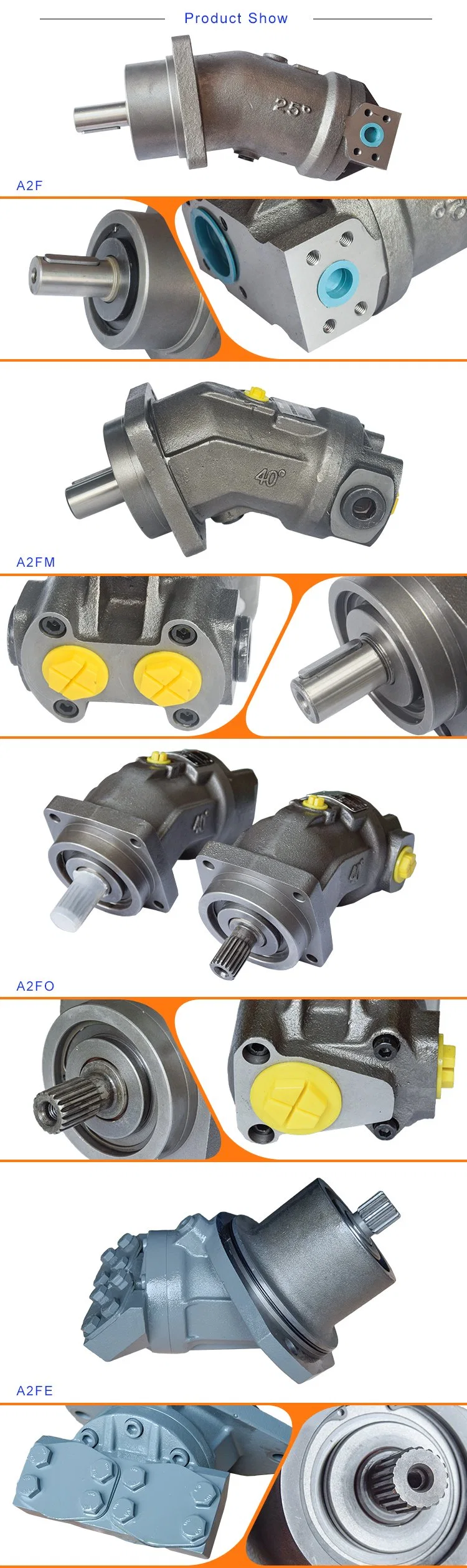 China 6.1 Series A2f A2fo A2FM A2fe High Speed Motor Rexroth Bent Axis Hydraulic Axial Piston Pump
